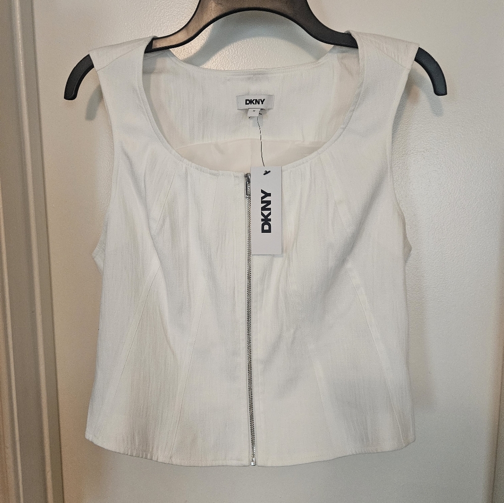 DKNY Zip-up Corset Style Crop Top Size M